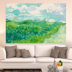 Van Gogh Green Wheat Fields Canvas Print - Farmhouse Wall Decor