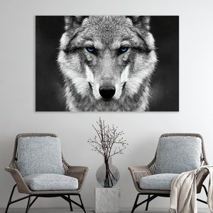 Wolf printable canvas wall art prints Wolf wall art Animal art print Wildlife decor Wolf print canvas Man cave decor wall art canvas