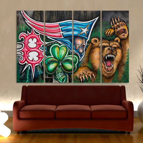 Boston Sports Wall Art Baseball Football Hockey Basketball Etsy