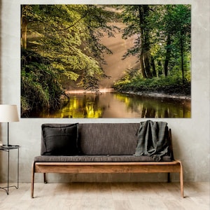 Forest Canvas Print: Sunny Landscape Painting, Nature Wall Art