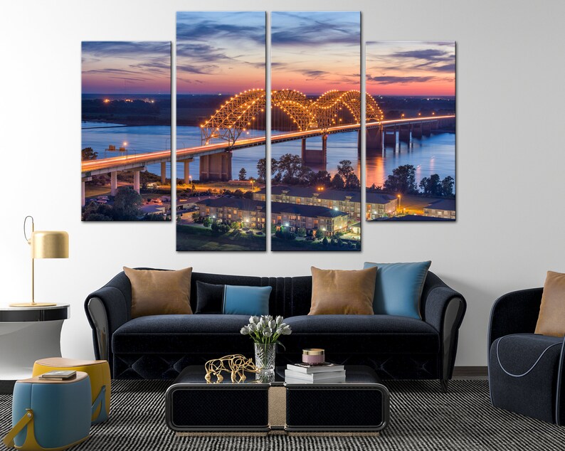 Bridge in Memphis Wall Art Night Skyline Decor Mississippi Etsy