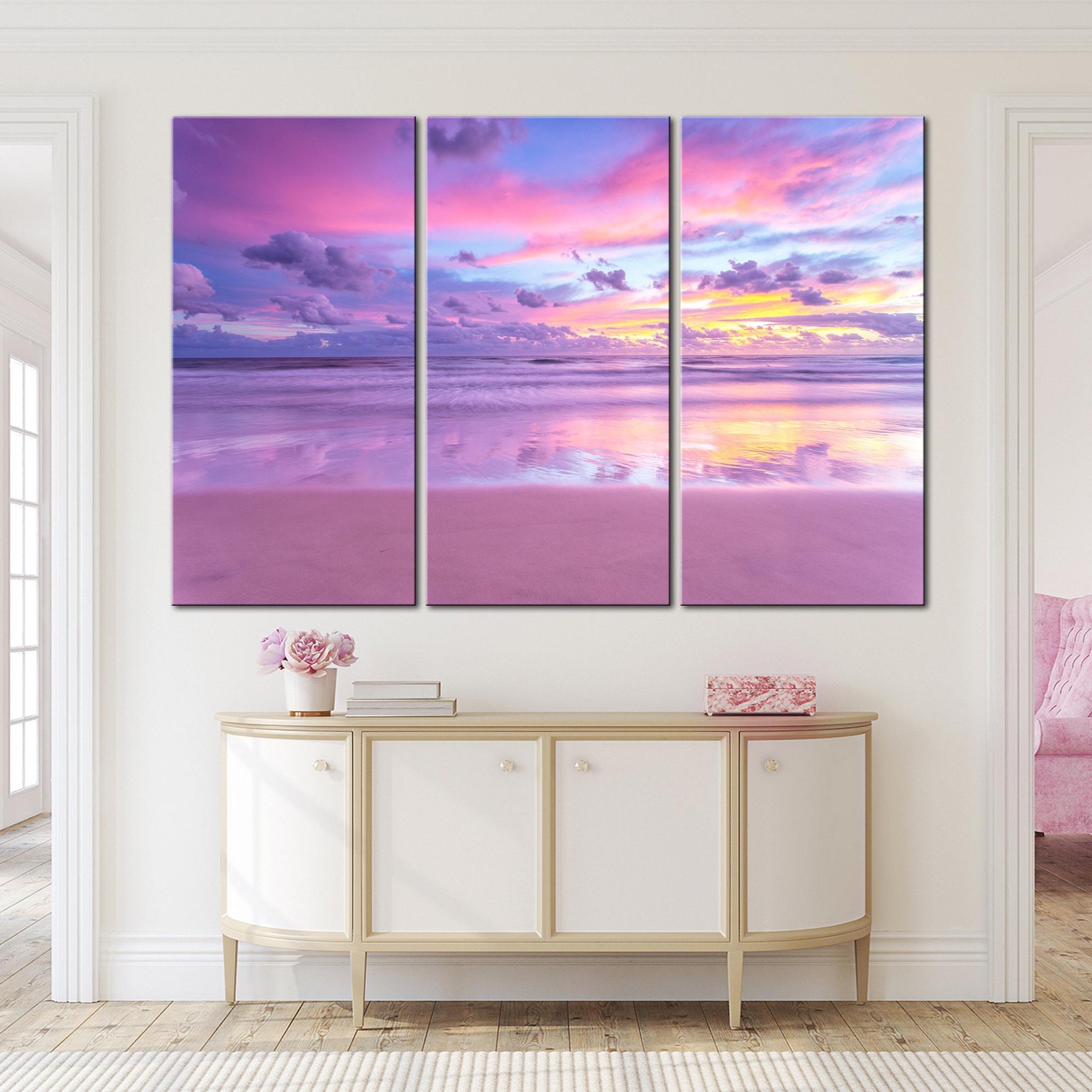 Beach Sunset Canvas Print: Pink Sky, Clouds Wall Art - Etsy