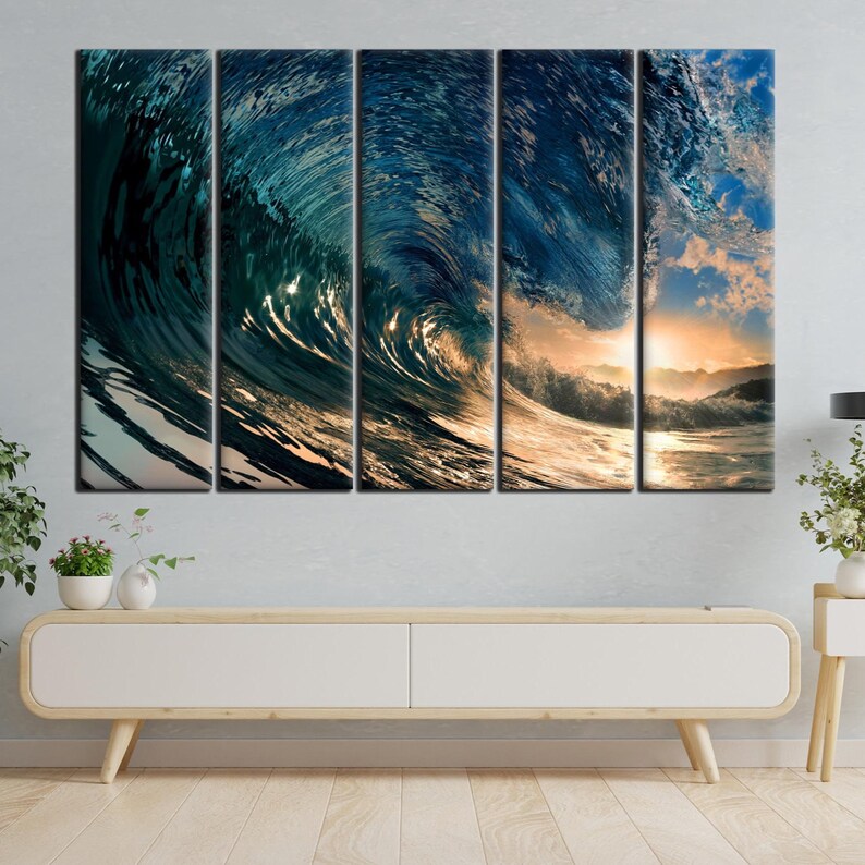 Ocean Wave Canvas Print: Sunset Coastal Wall Art - Etsy