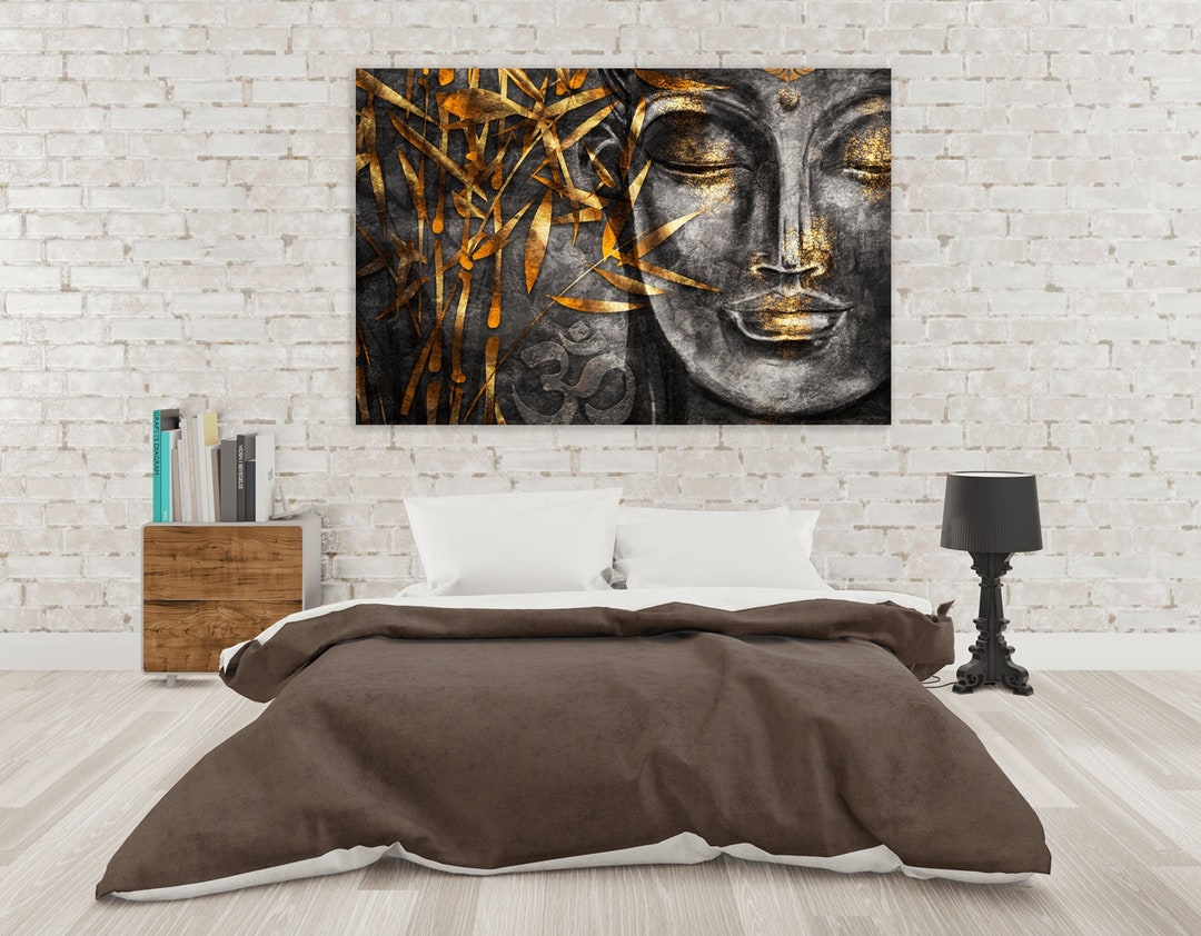 Buddha Canvas Wall Art Large Grey Buddha Wall Art Buddhist Art Prints Extra Large Wall Art