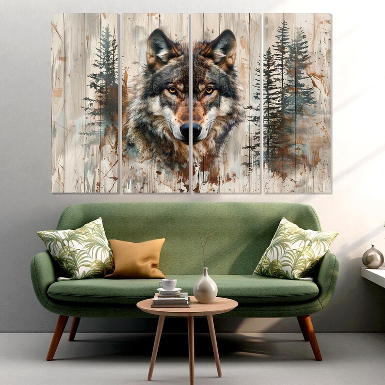 Rustic Wolf Wolf Forest Canvas Print: Rustic Animal Wall Art, Masculine Home Decor ...