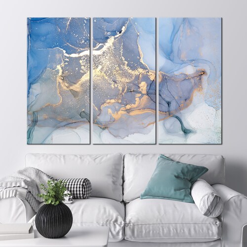 Black and Gold Marble Wall Decor Abstract Canvas Print Modern Etsy