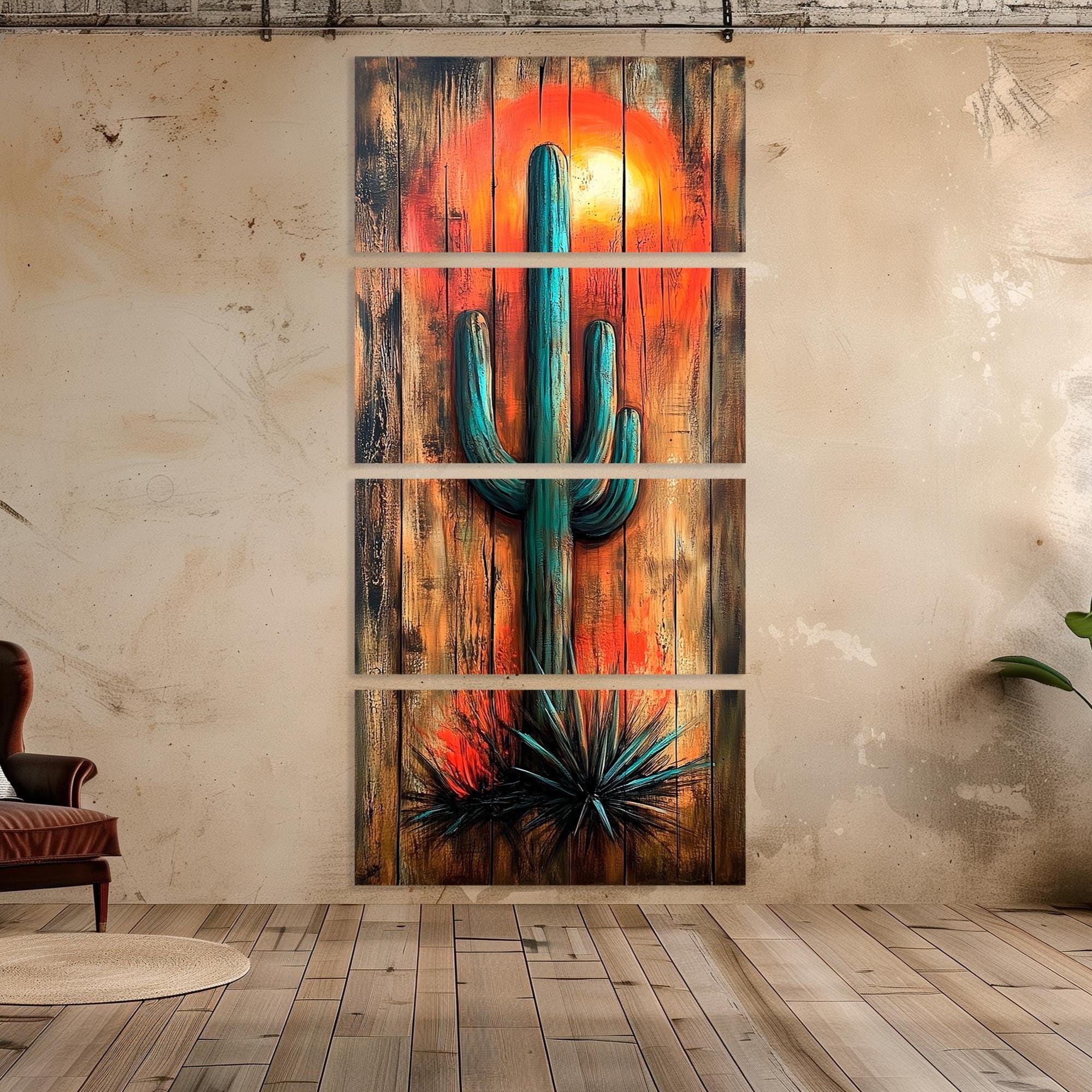 Saguaro Cactus Canvas Wall Art, Desert Botanical Succulent Print, Ready ...