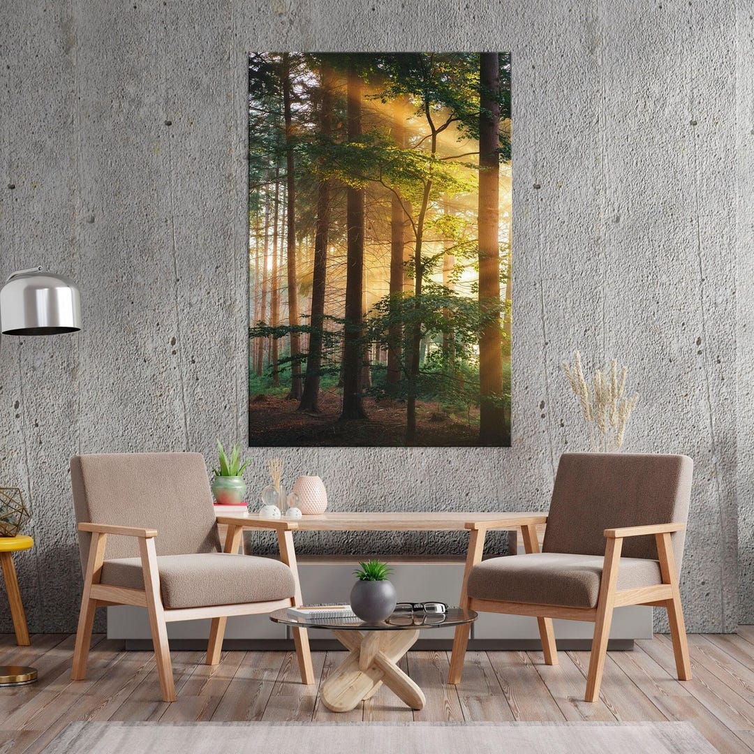 Sunset Forest Canvas Wall Art, Botanical Landscape Tree Nature Print - Etsy