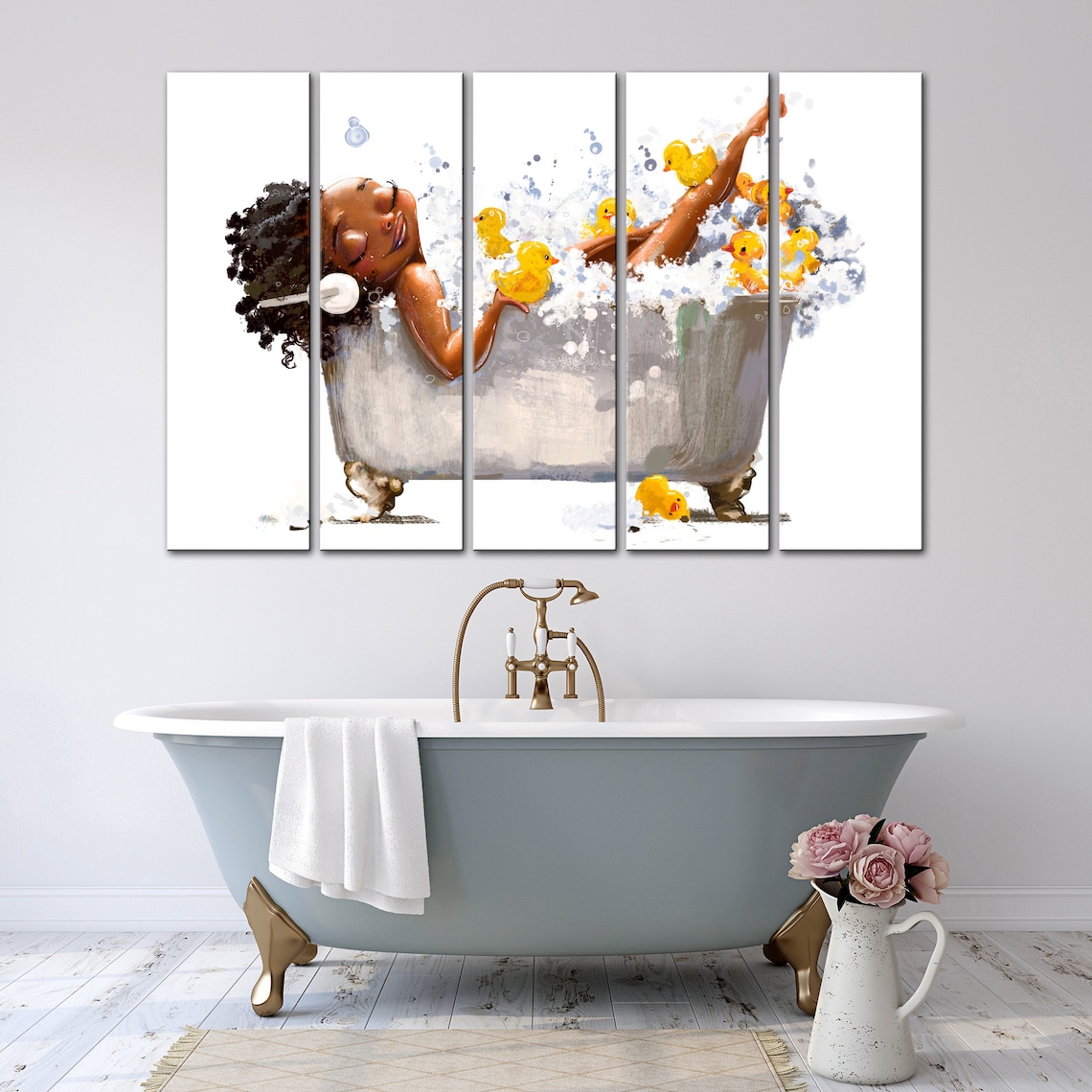 African Woman Canvas Wall Art Bathroom Poster Black Woman in - Etsy