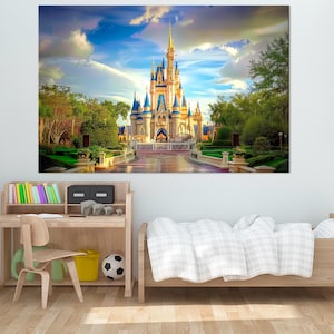 Princess Castle printable canvas wall art prints Girls room decor Fantasy fairytale Castle art Cinderella Magic Kingdom print