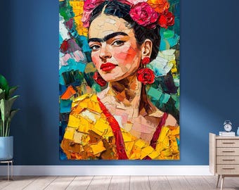 Frida Portrait Canvas Wall Art: Contemporary Woman Decor, Ready to Hang