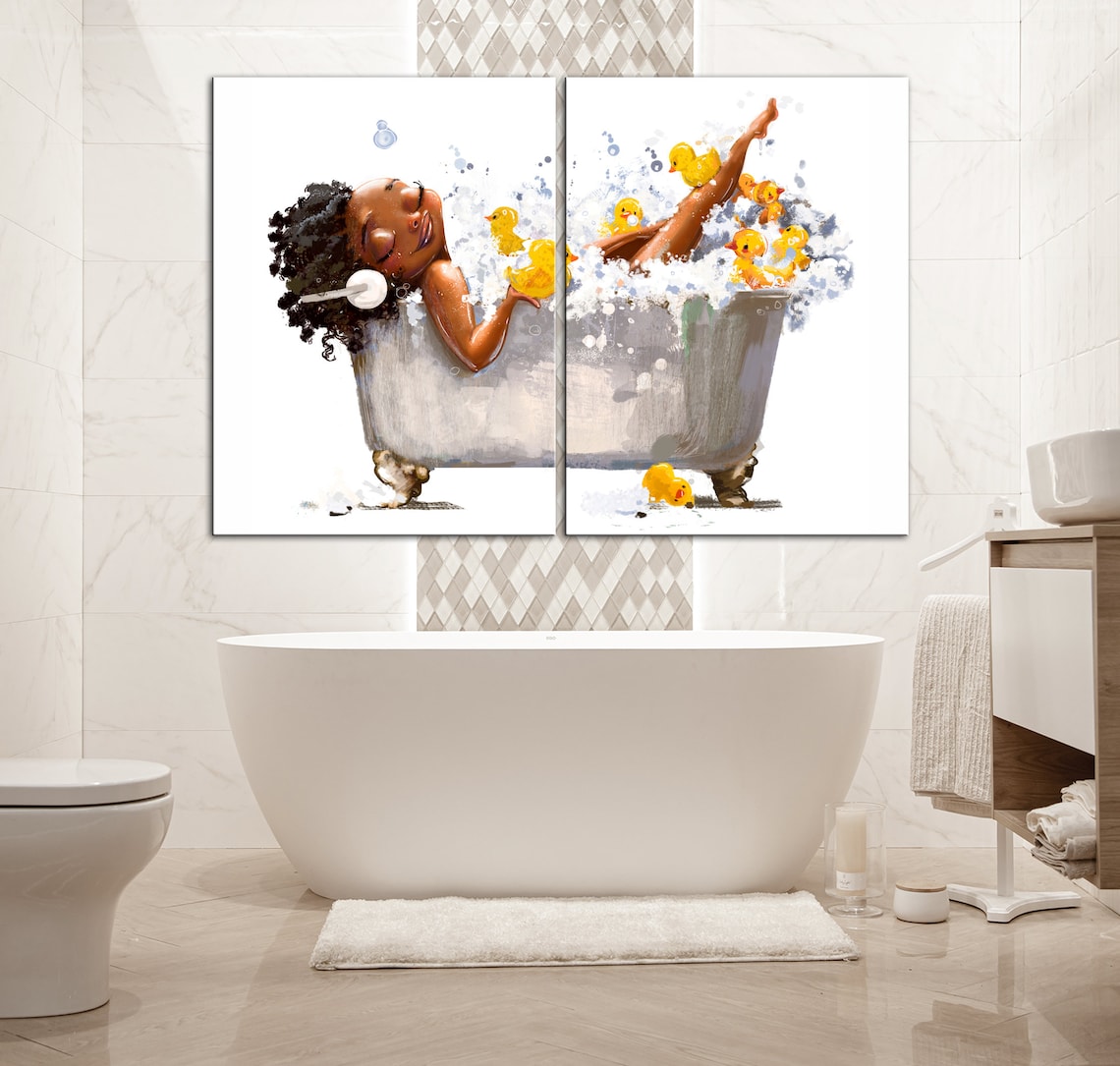 African Woman Canvas Wall Art Bathroom Poster Black Woman in - Etsy
