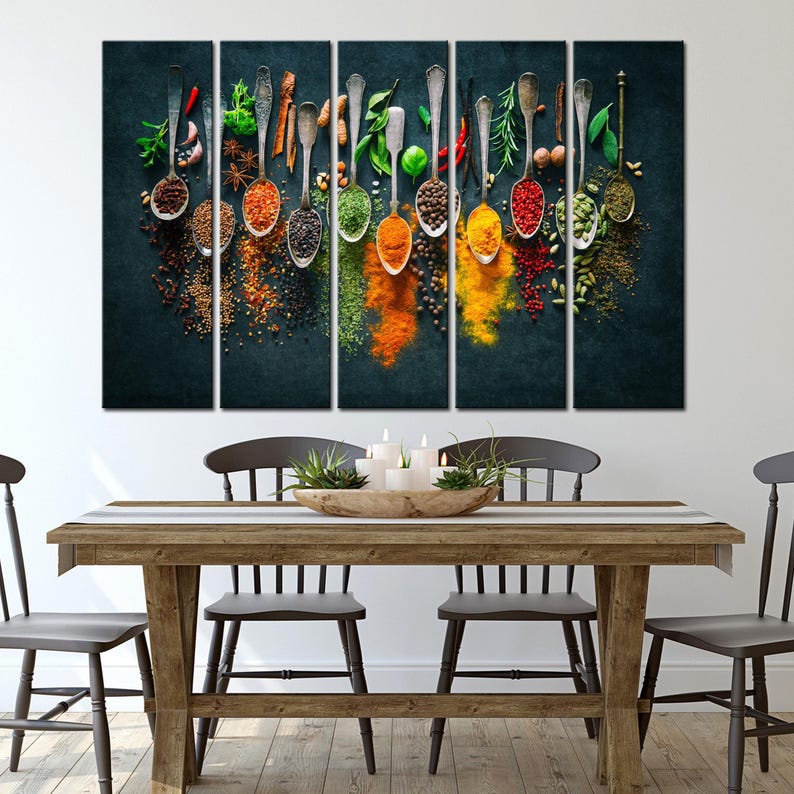 kitchen print - art for kitchen -colourful kitchen... Culinary Herbs & Spices Canvas Print, Colorful Kitchen Wall Art - Etsy