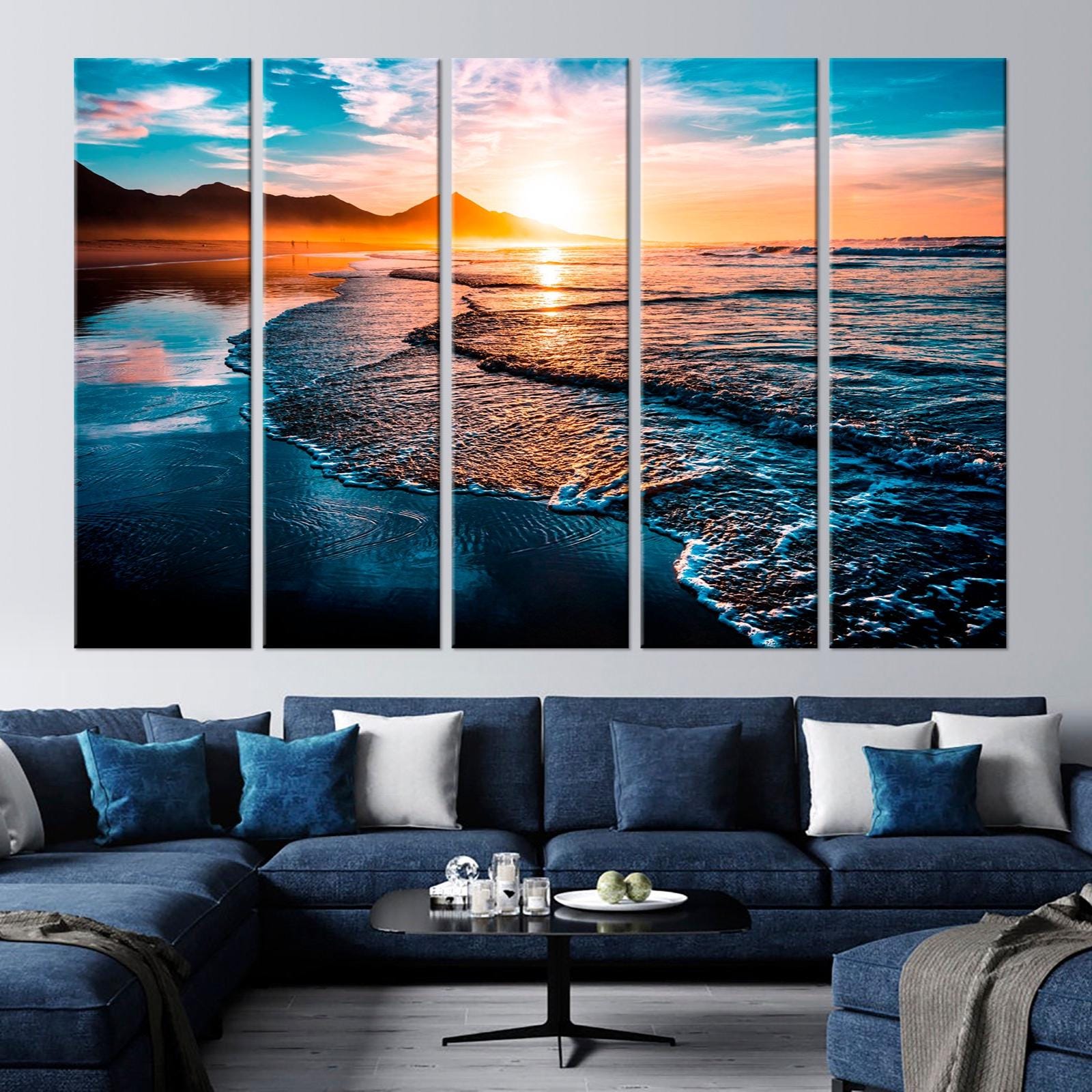 Sunset Beach Canvas Print, Coastal Ocean Wall Art - Etsy