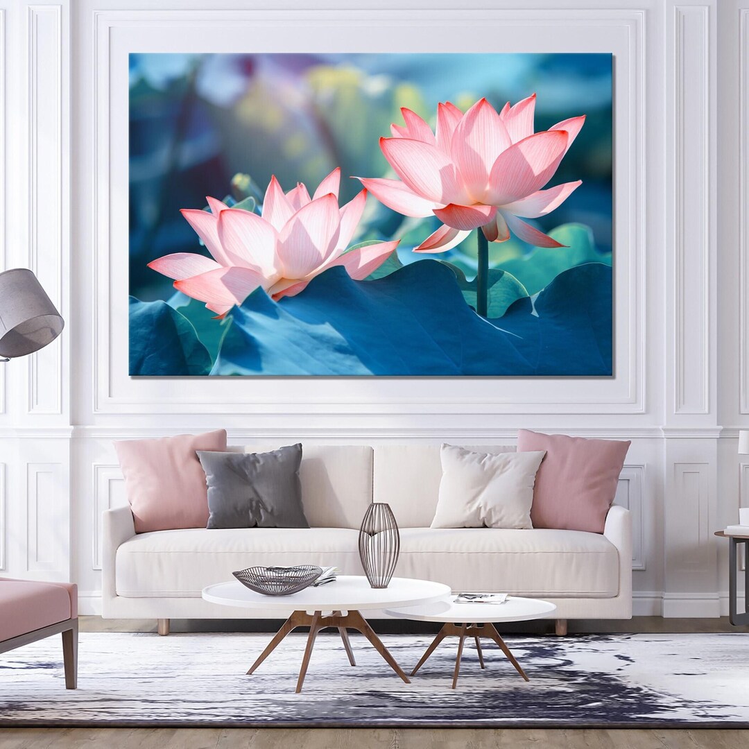 Pink Lotus Flower Canvas Wall Art: Serene Floral Nature Home Decor ...