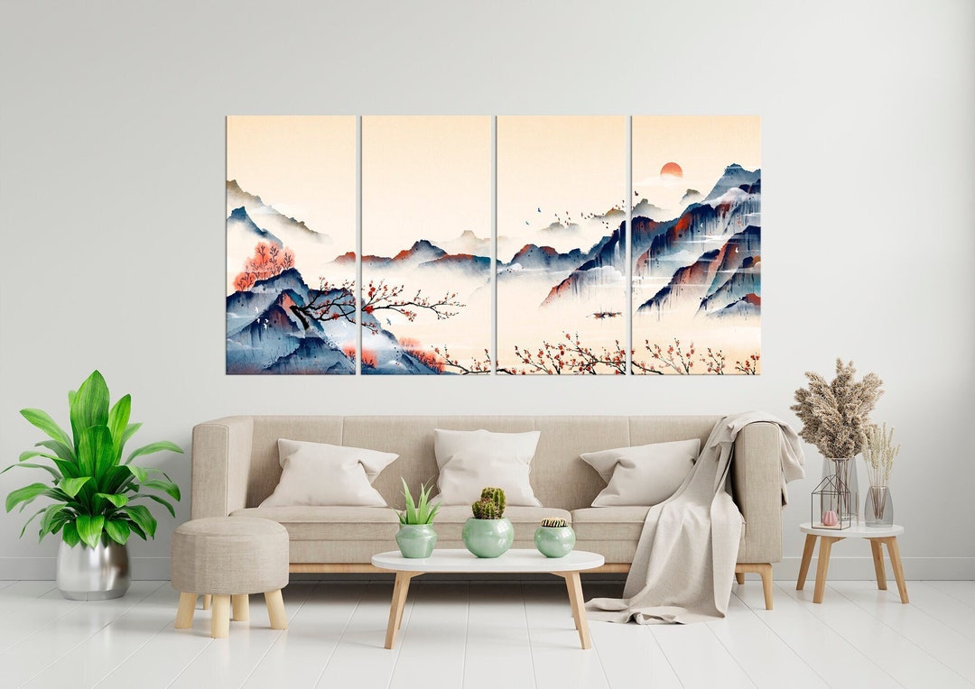 Japanese Mountain Landscape Canvas Print Japan Wall Art Nature Print ...