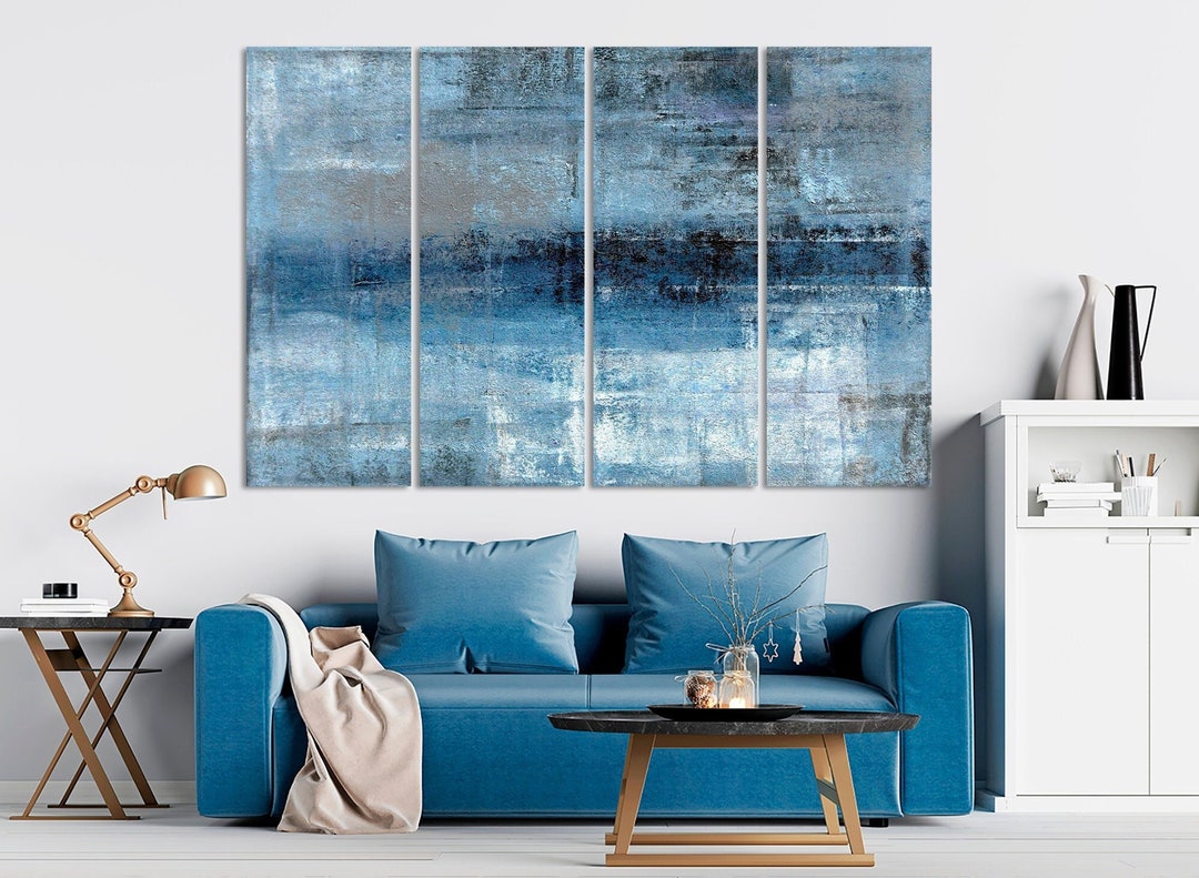 Blue Gray Canvas Wall Art Abstract Print Abstract Fashion Art Etsy