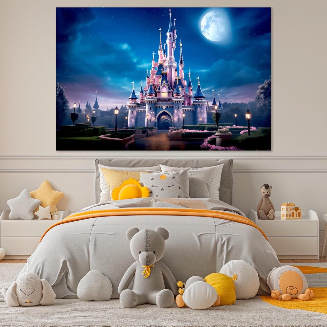 Princess Castle Canvas Print: Magic Kingdom Wall Art for Girl's Room - Etsy