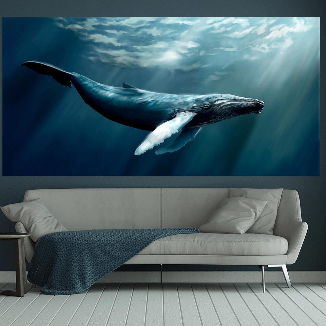 Humpback Whale Canvas Print, Coastal Ocean Wall Art - Etsy