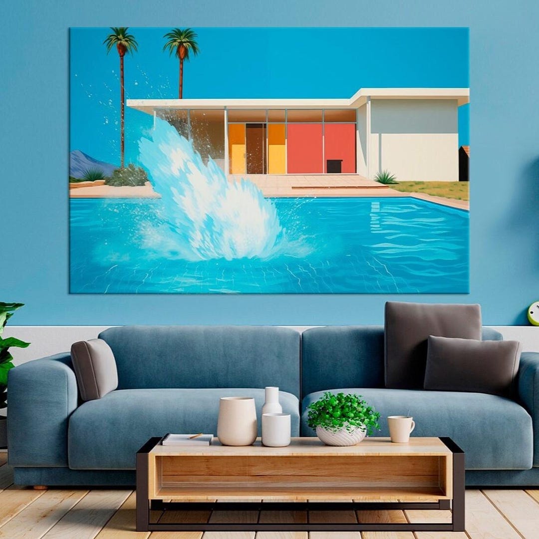 Pool Canvas Pool Splash Canvas Wall Art: Pop Art Summer Poolside California Decor ...
