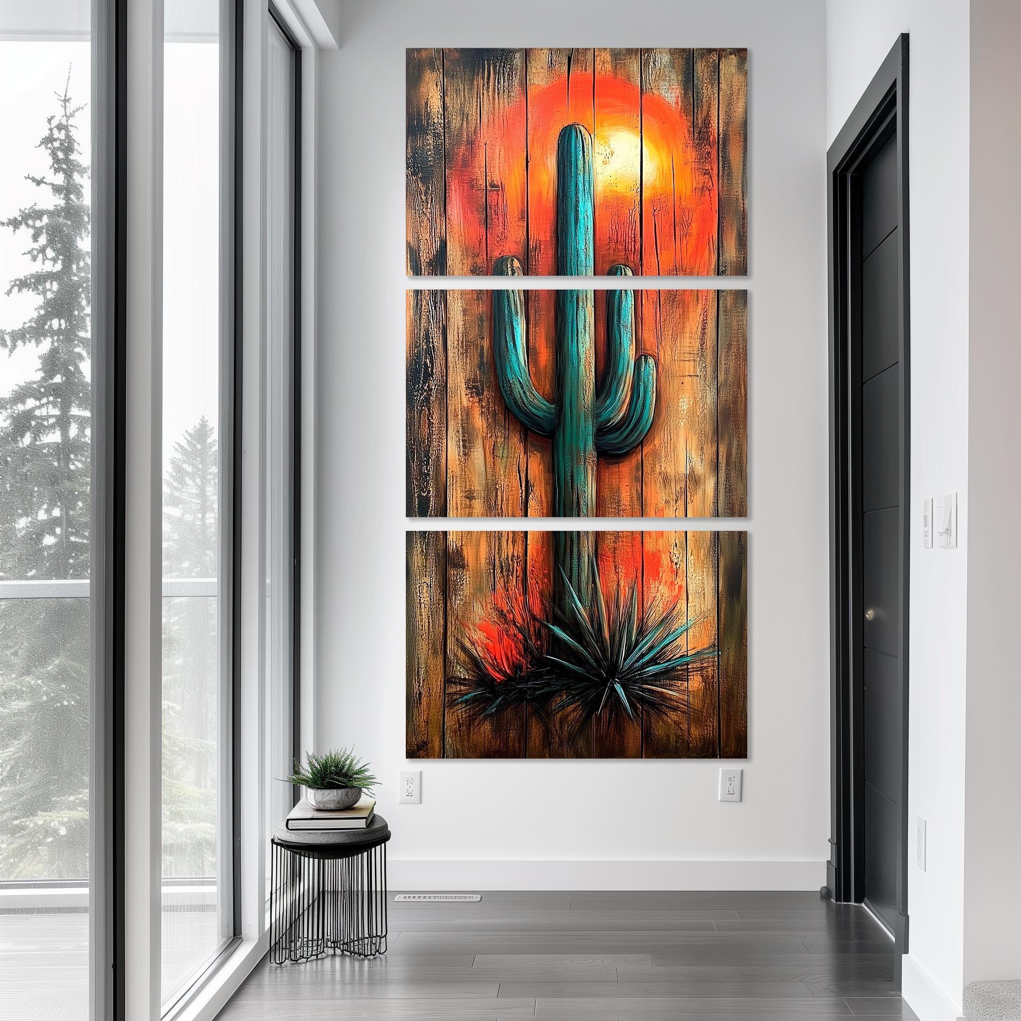 Saguaro Cactus Canvas Wall Art, Desert Botanical Succulent Print, Ready ...