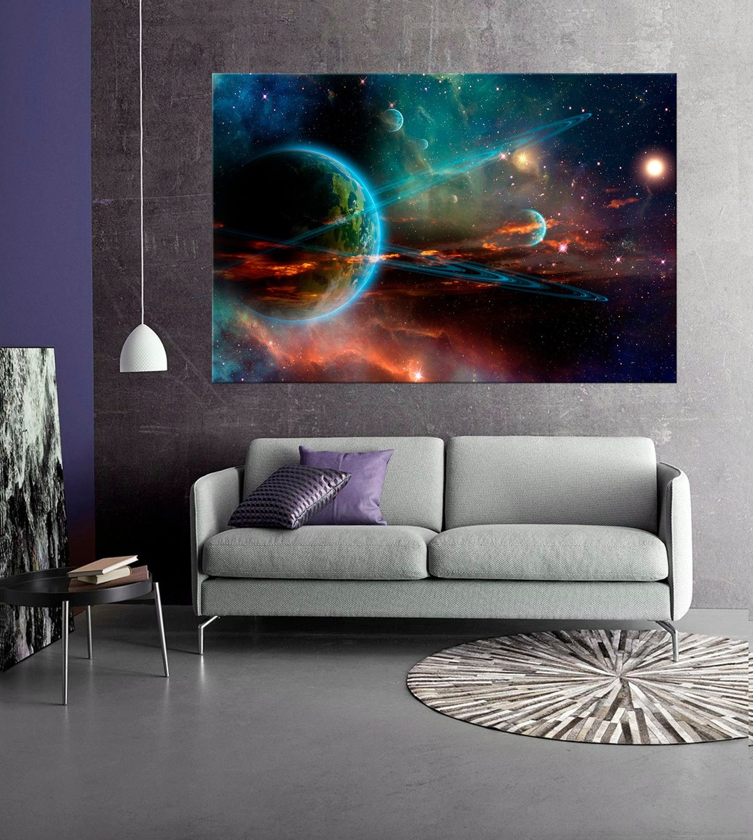 Outer Space Printable Canvas Wall Art Prints Colorful Galaxy Planets ...