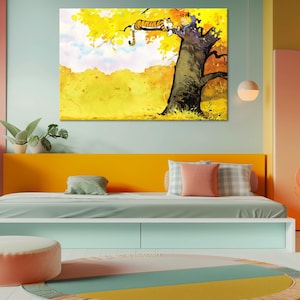 Frame cartoon printable canvas wall art prints Cartoon wall art Tiger canvas Tree print Boy tree Nursery decor Kids room wall art