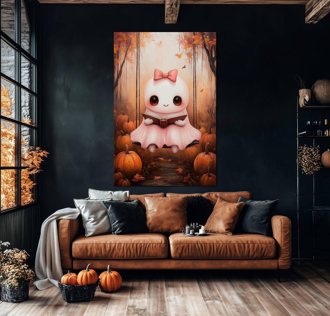 Girl Ghost Printable Canvas Wall Art Prints Cute Halloween Print Girly ...