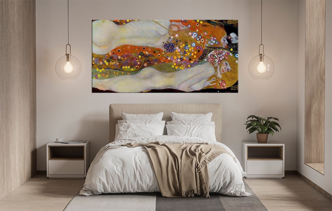 Gustav Klimt Water Serpents Reproduction Large Wall Art Canvas Sensual