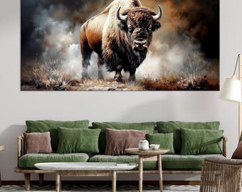 American Buffalo Canvas Print, Rustic Farmhouse Wall Art