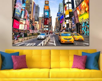 Times Square Canvas Print: NYC Yellow Taxi Wall Art