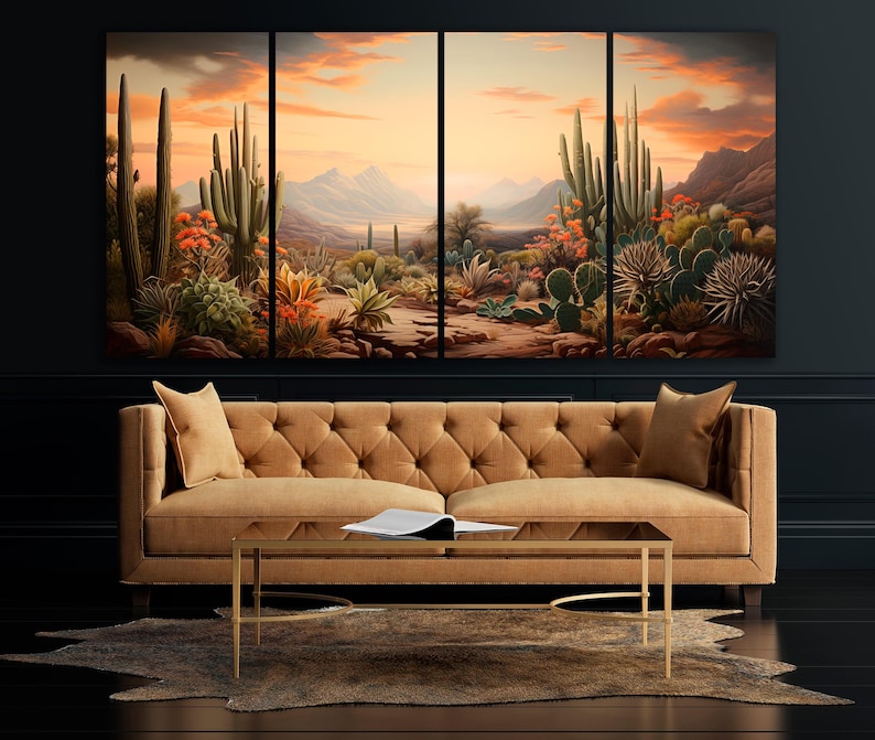 Sunrise Desert Canvas Print, Saguaro Cactus Landscape Wall Art - Etsy