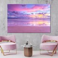 Beach Sunset Canvas Print: Pink Sky, Clouds Wall Art