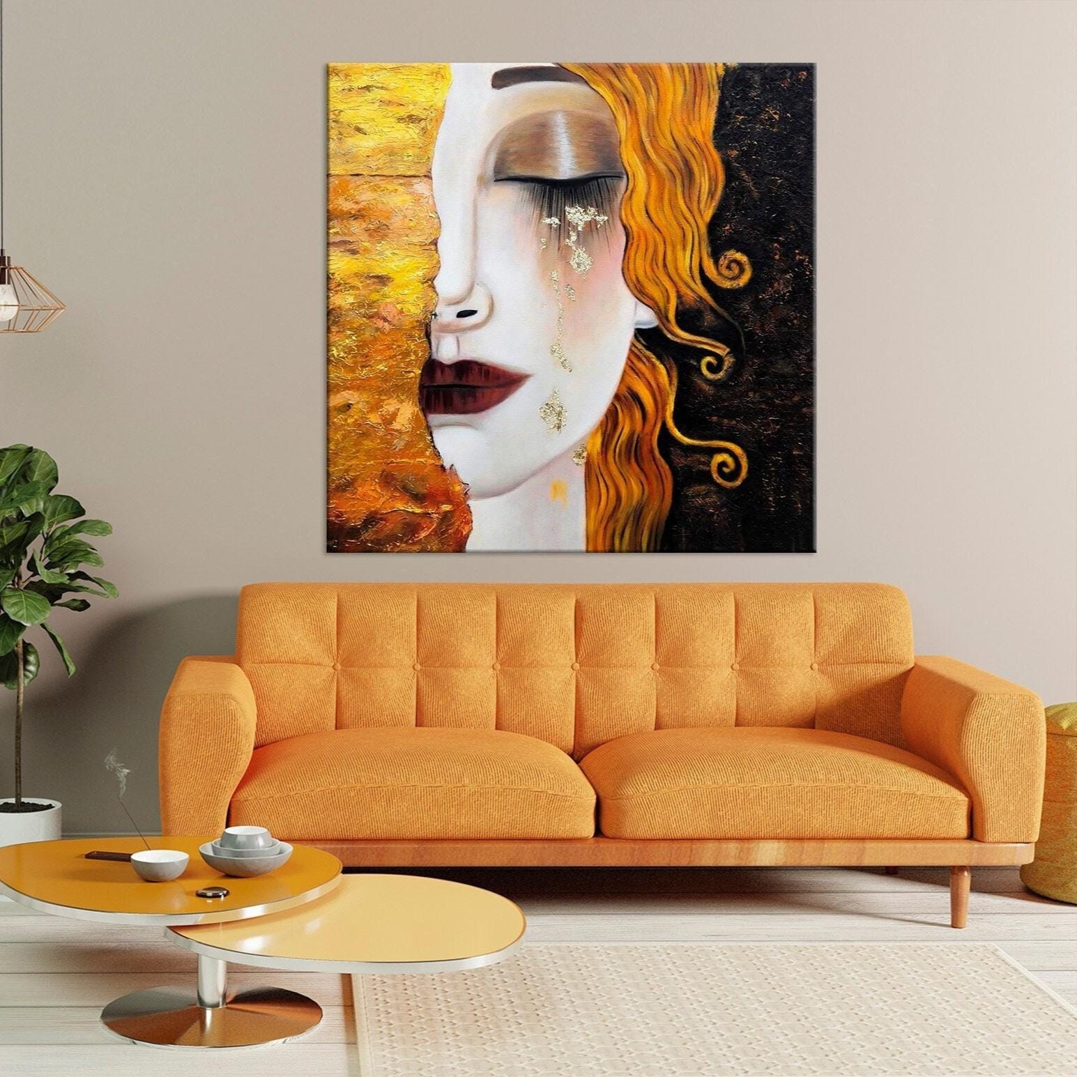 Gustav Klimt Golden Tears Canvas Print, Woman Art Reproduction Wall Art ...