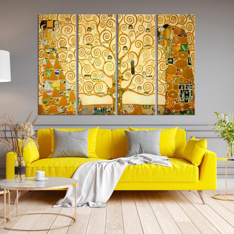 Gustav Klimt Tree of Life Canvas Art Print – Abstract Golden Wall Decor ...