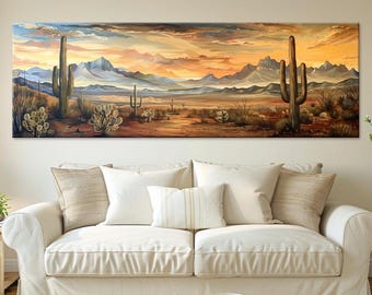 Desert Landscape Canvas Art Print, Arizona Panoramic Wall Decor