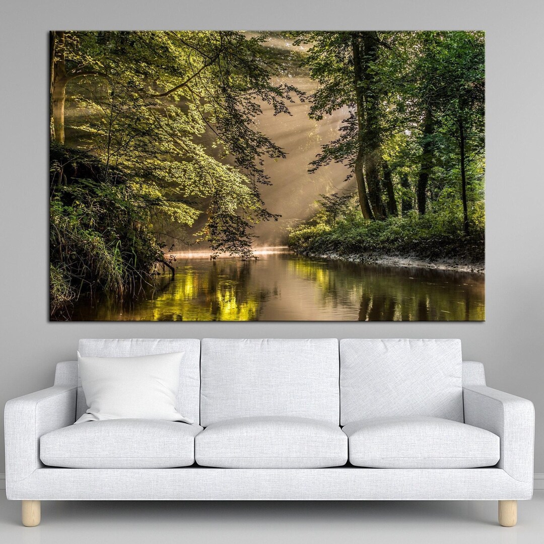Forest River Canvas Print, Green Landscape Wall Art - Etsy