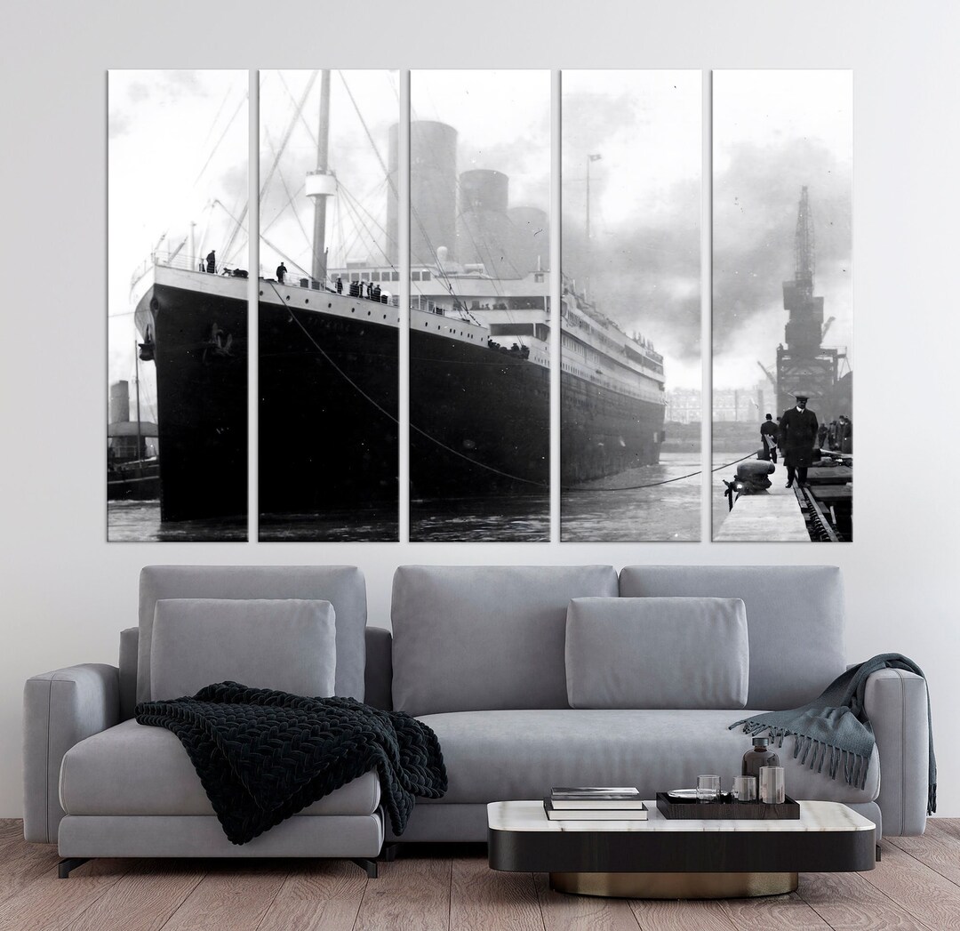 Titanic Black White Canvas Print Port Canvas Titanic Wall Art Etsy