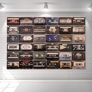 Сassettes printable canvas wall art prints Сassette wall art Music canvas Vintage music print Music decor Housewarming gift