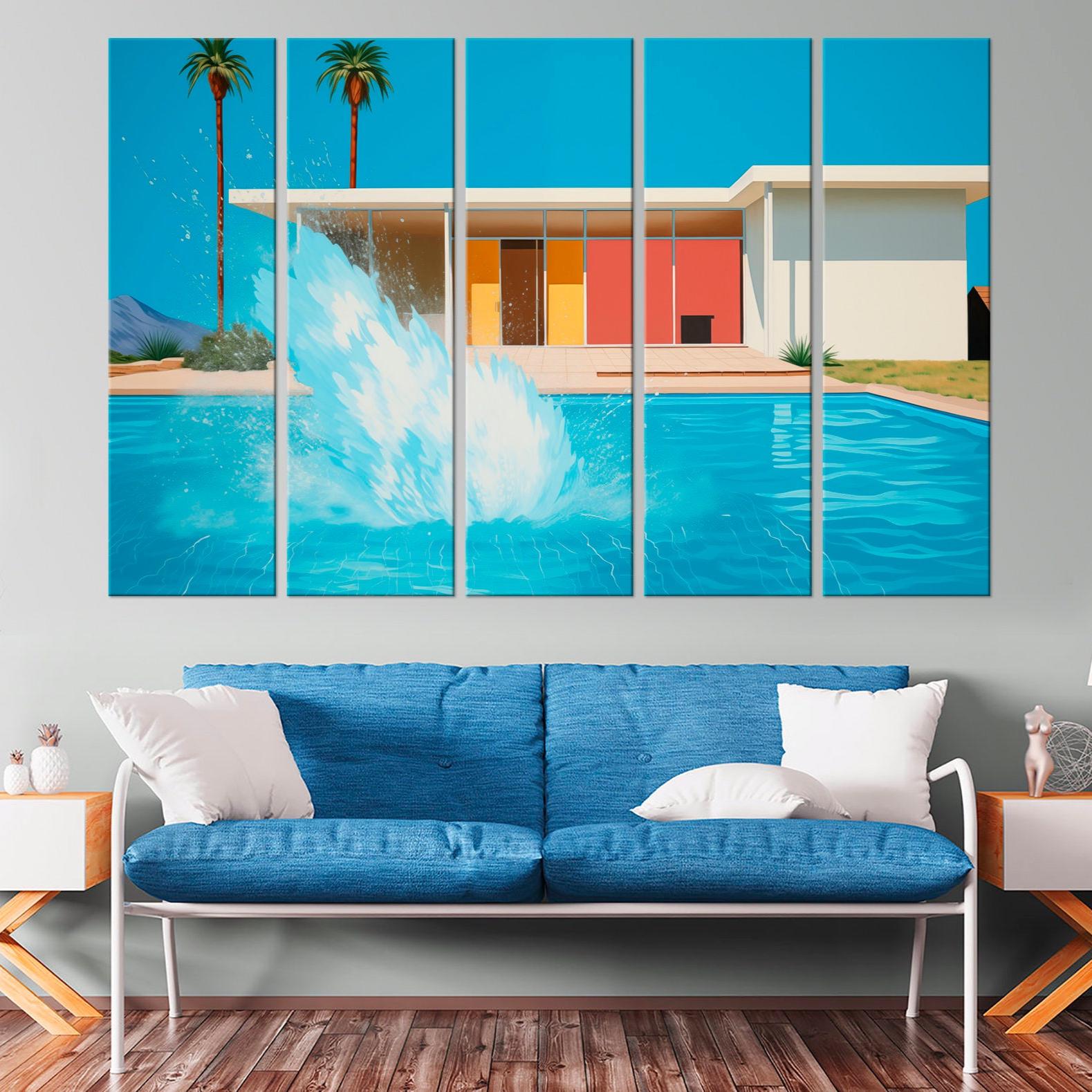 Pool Canvas Pool Splash Canvas Wall Art: Pop Art Summer Poolside California Decor ...