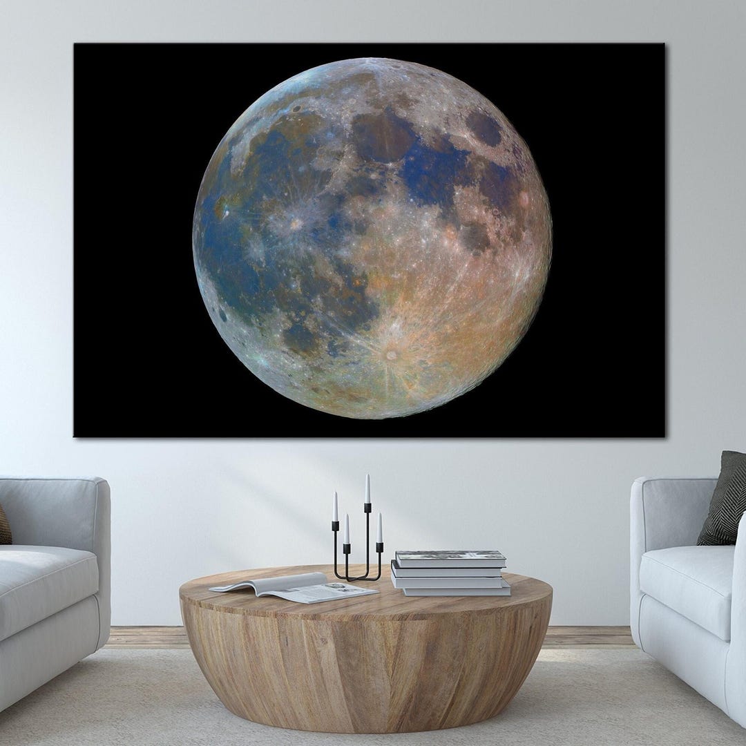 Full Moon Canvas Wall Art Print, Celestial Decor - Etsy