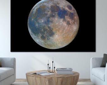 Full Moon Canvas Wall Art Print, Celestial Decor