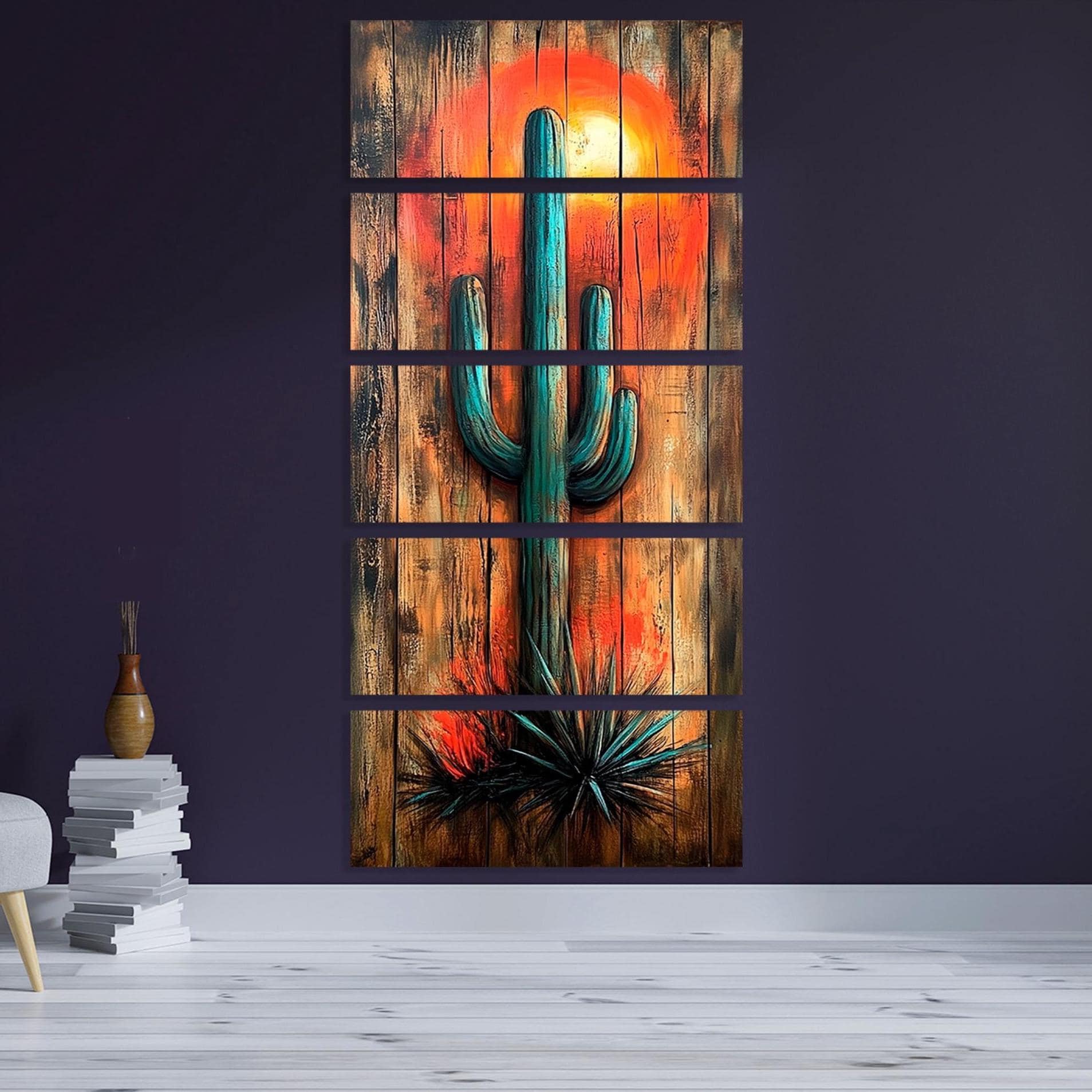 Saguaro Cactus Canvas Wall Art, Desert Botanical Succulent Print, Ready ...