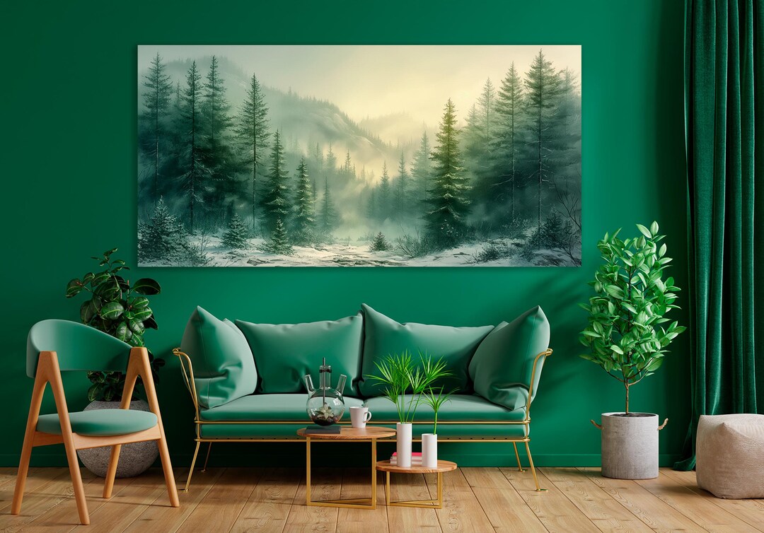 Green Forest Printable Canvas Wall Art Prints Nordic Forest Art Green ...