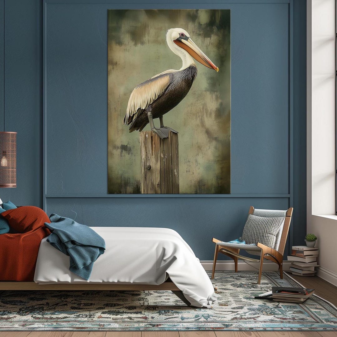 Pelican Canvas Print, Coastal Bird Wall Art, Beach House Decor - Etsy