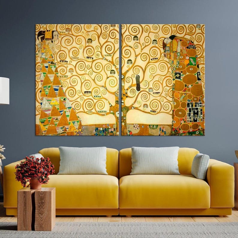 Gustav Klimt Tree of Life Canvas Art Print – Abstract Golden Wall Decor ...
