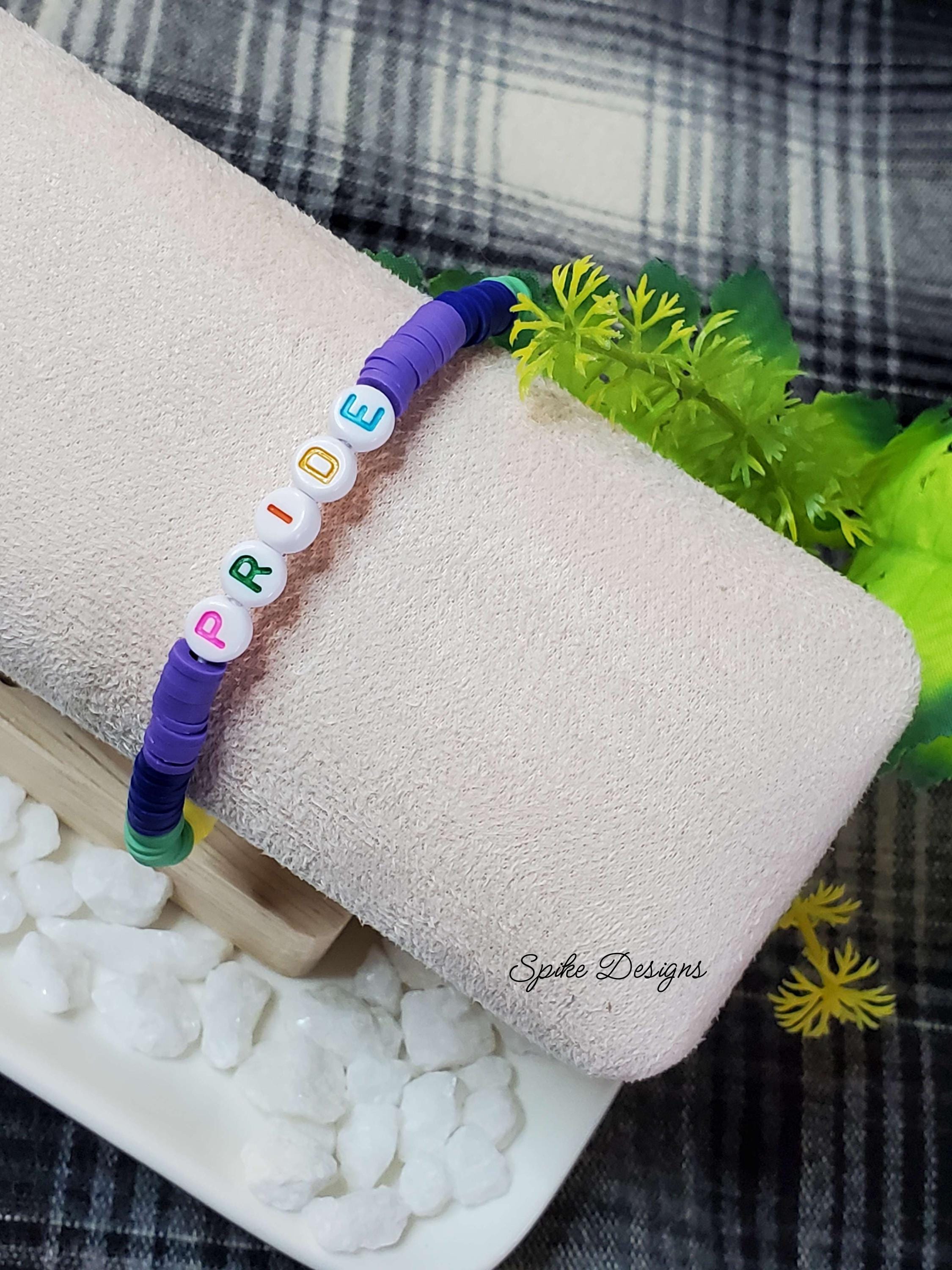 Clay Rainbow Pride Letter Beaded Bracelet - Etsy
