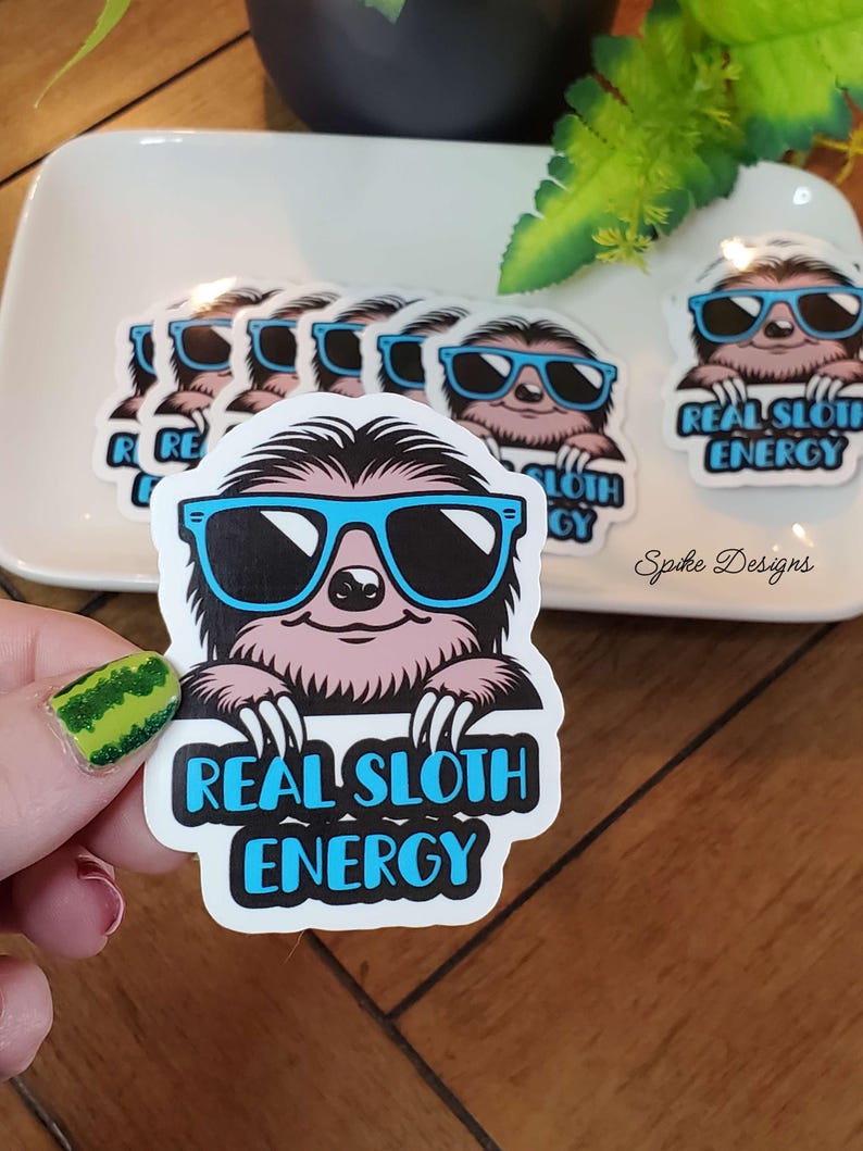 Sloth With Sunglasses Sticker - Real Sloth Energy - Etsy