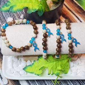 Men&#39;s Prostate Cancer Awareness Wood Beaded Ribbon Bracelet