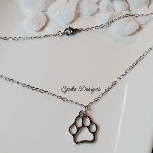 Silver Dog Paw Print Necklace